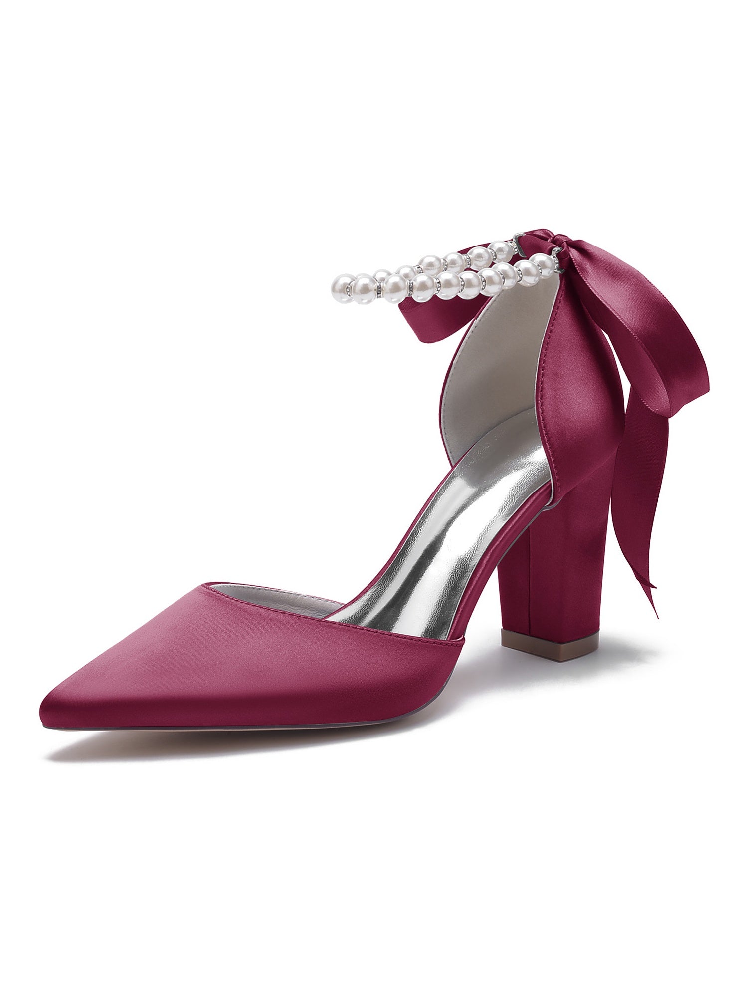 Women's Wedding Shoes Rhinestone High Heel Pointed Toe Bridesmaid Shoes - Image 17