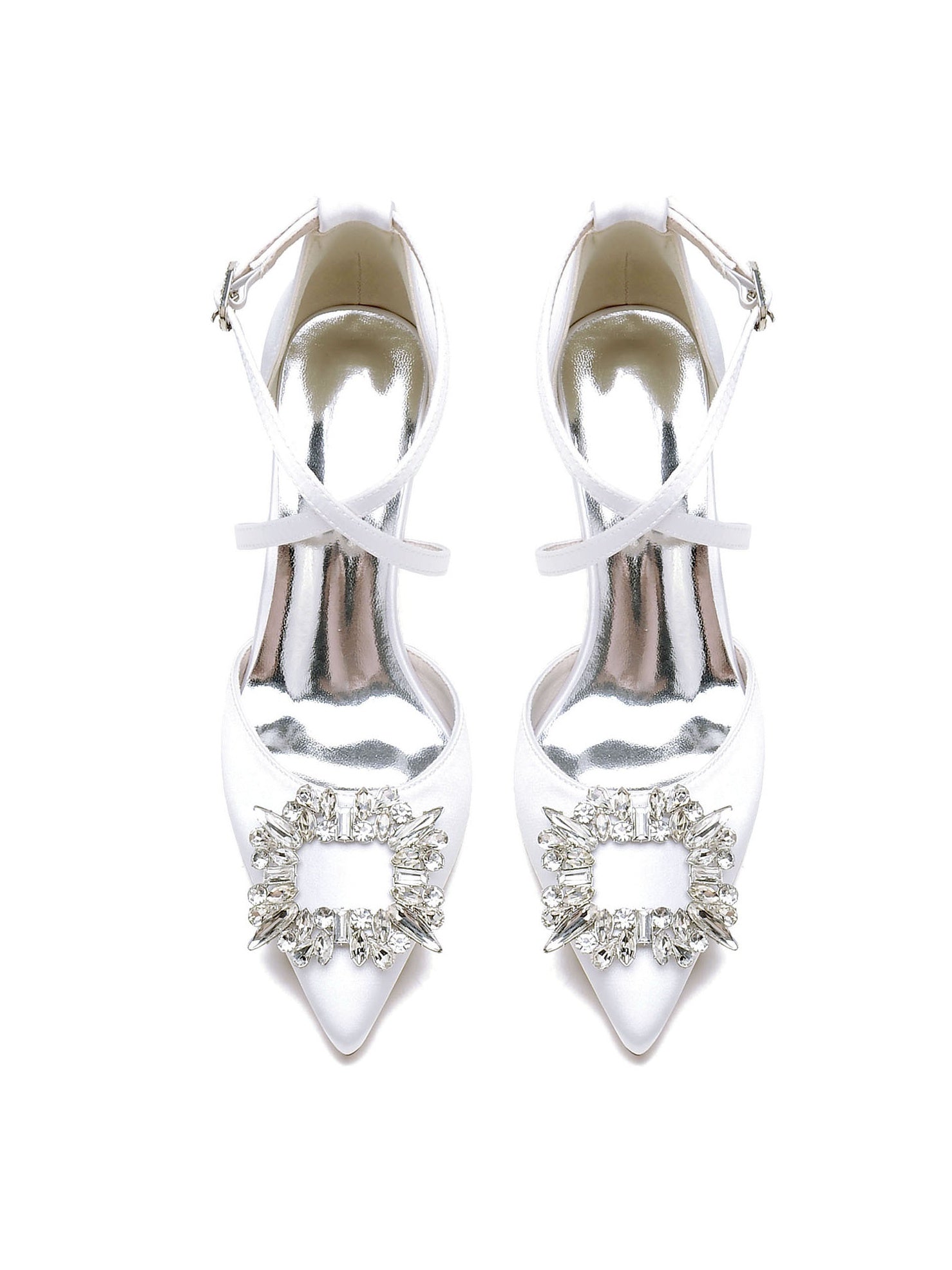 Women's Wedding Shoes Rhinestone High Heel Pointed Toe Bridal Shoes - Image 8