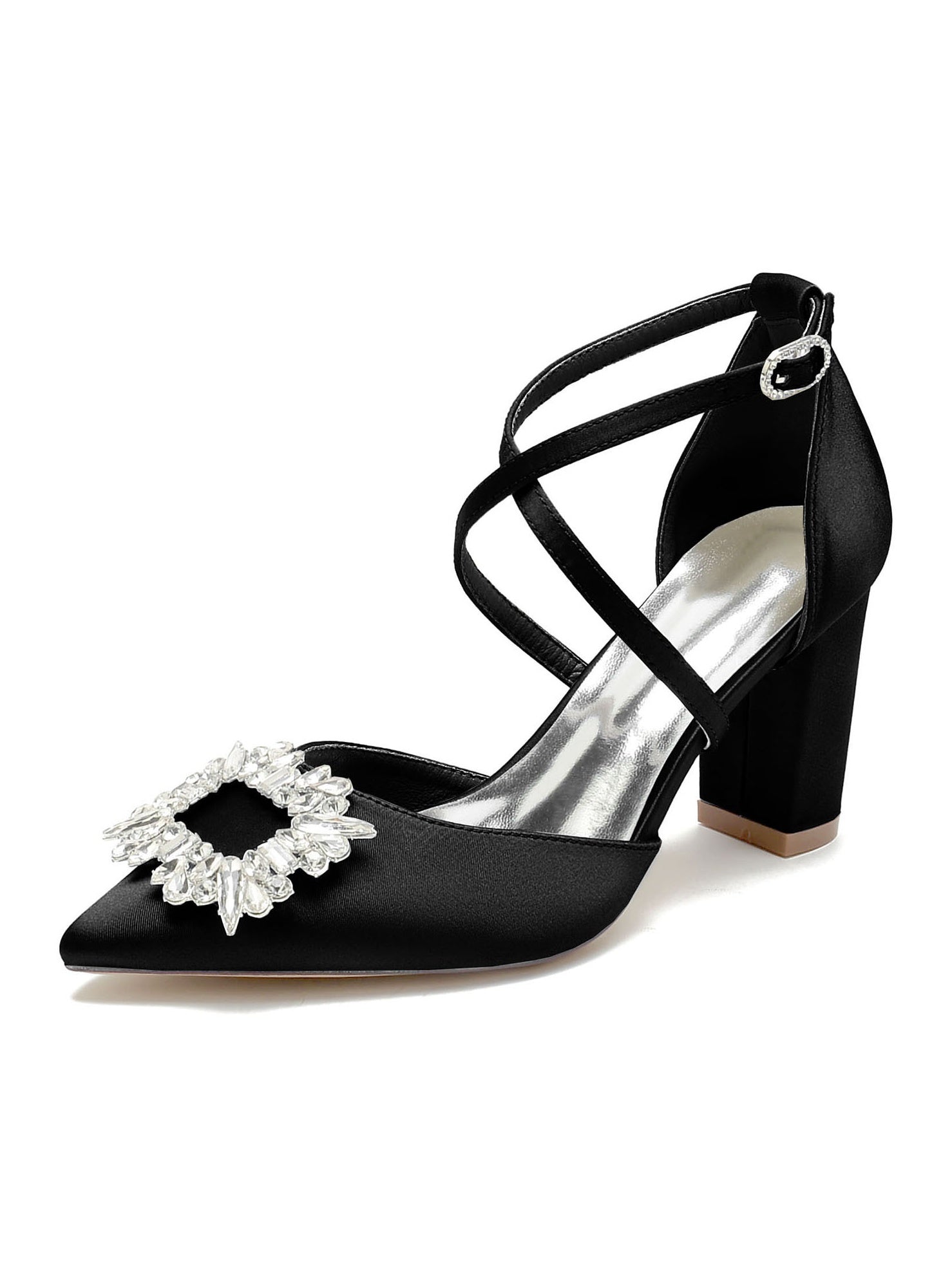 Women's Wedding Shoes Rhinestone High Heel Pointed Toe Bridal Shoes - Image 5