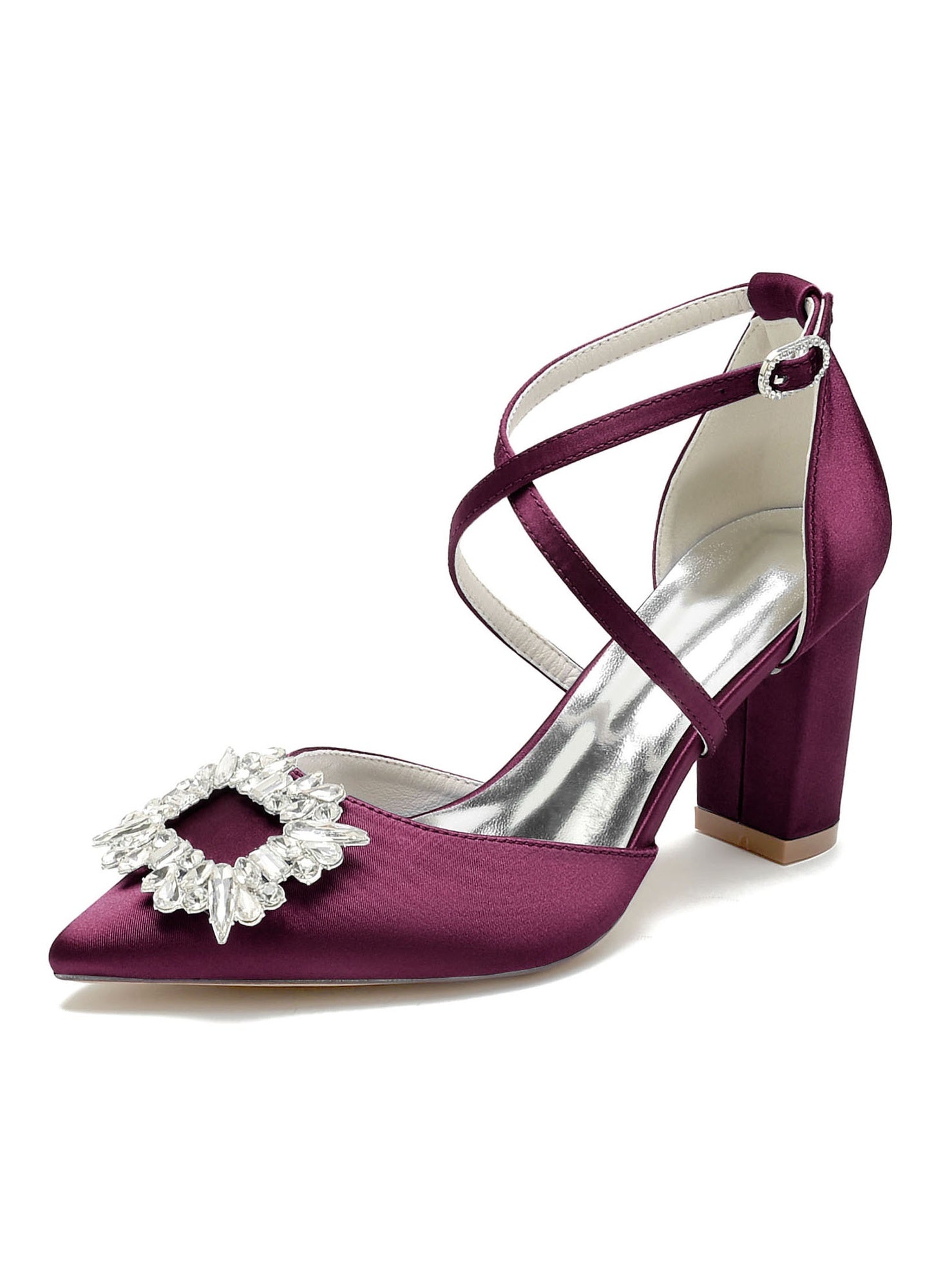 Women's Wedding Shoes Rhinestone High Heel Pointed Toe Bridal Shoes - Image 9