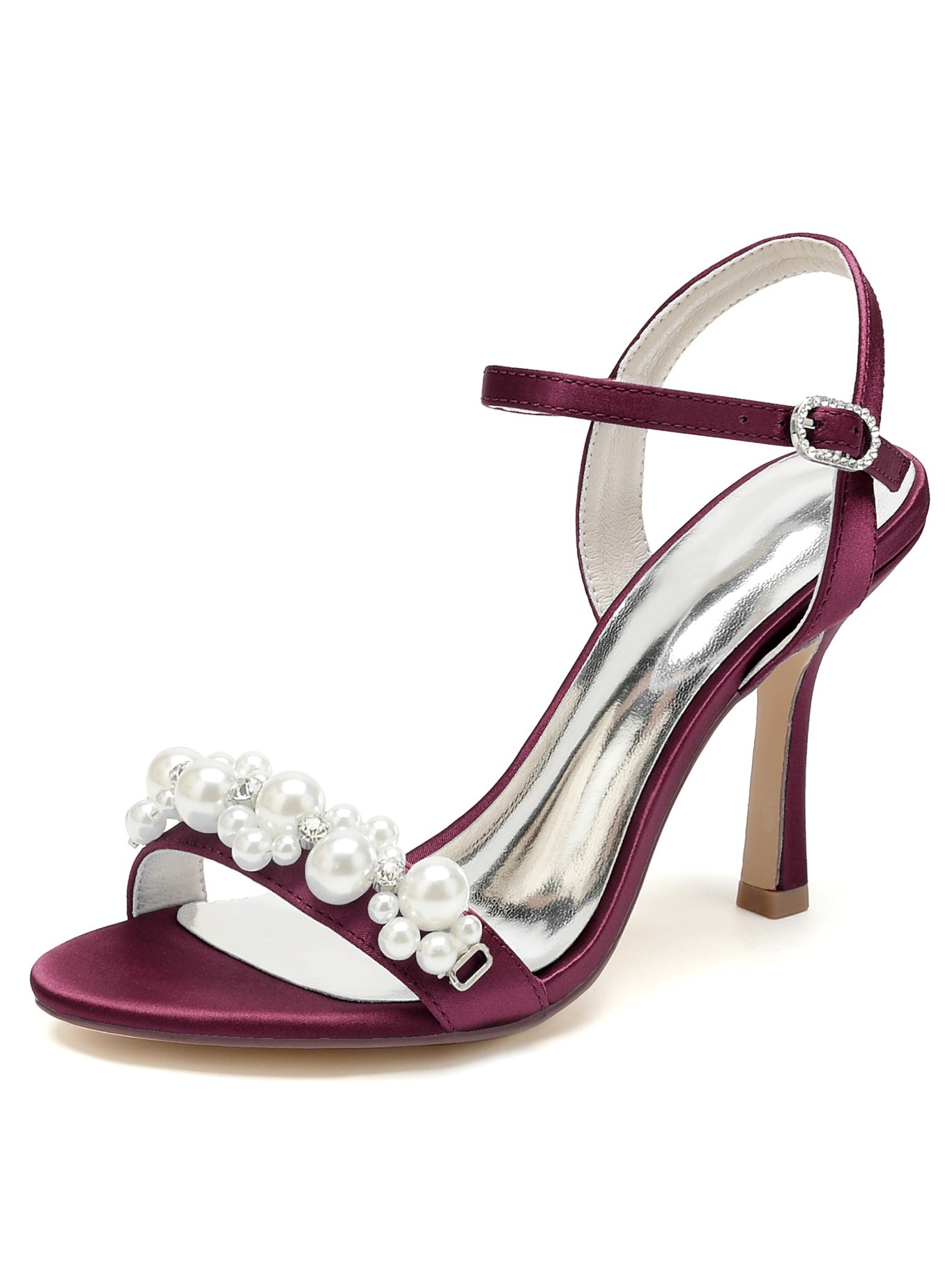 Women's Wedding Shoes Rhinestone Stiletto Heel Open Toe Bridesmaid Shoes - Image 3