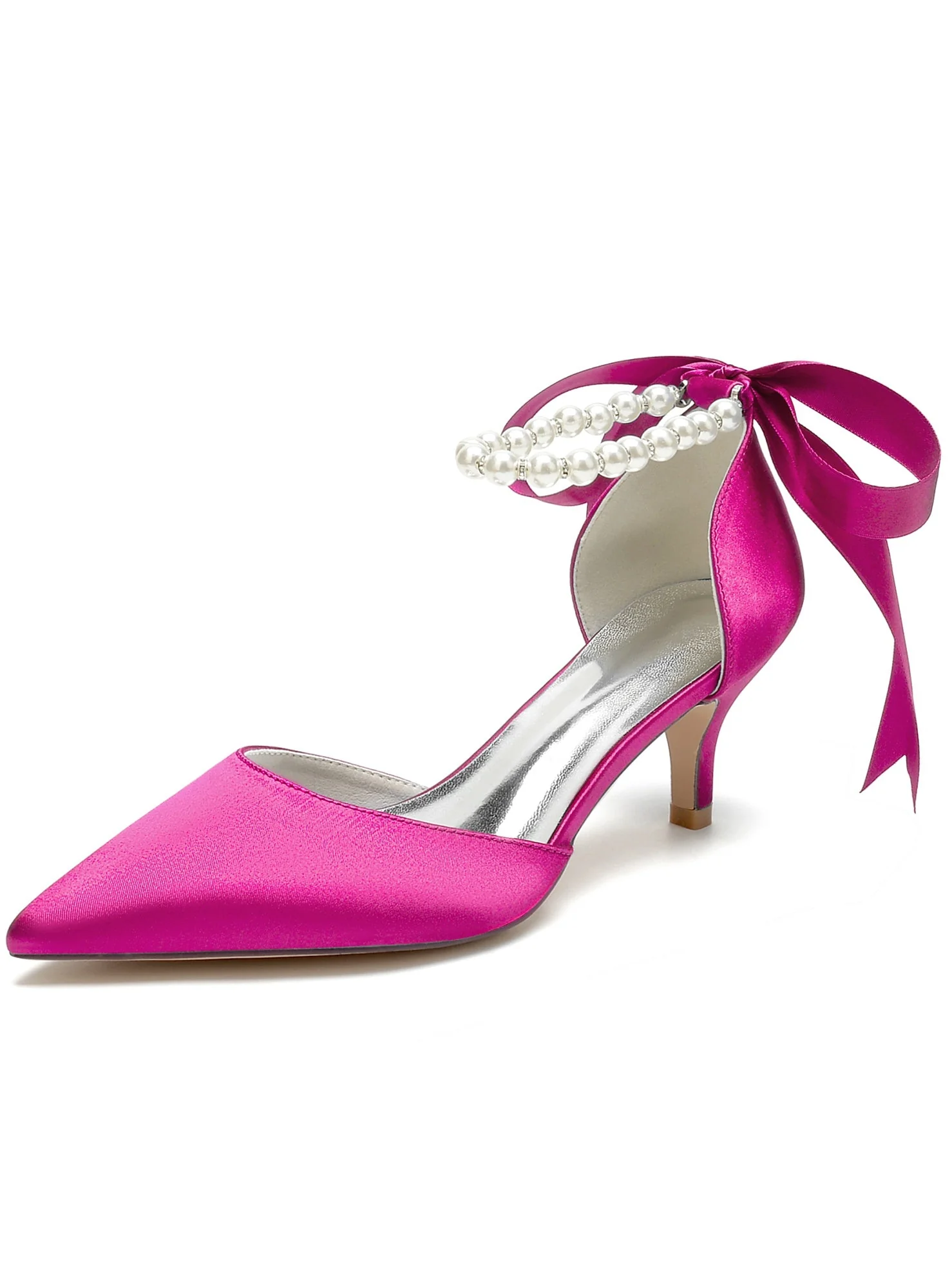 Women's Wedding Beadings Mid Heel Pointed Toe Bridal Shoes - Image 12