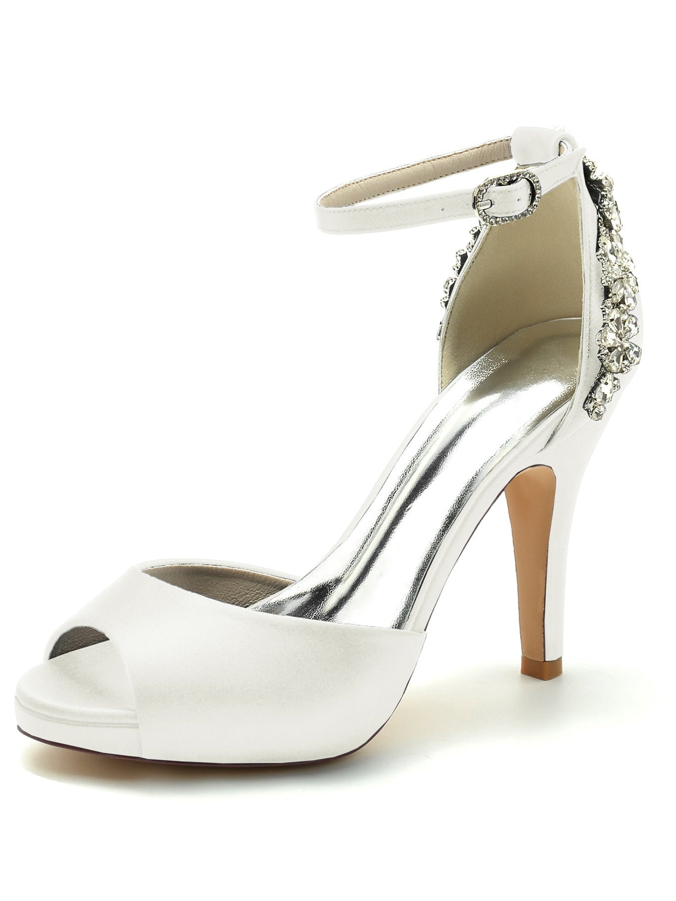 Women's Wedding Shoes Rhinestone Stiletto Heel Open Toe Bridal Shoes - Image 9