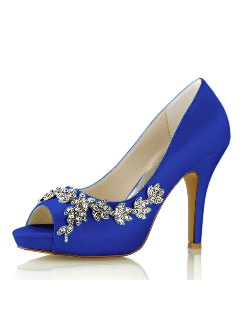 Women's Wedding Shoes Rhinestone High Heel Open Toe Bridal Shoes - Image 6