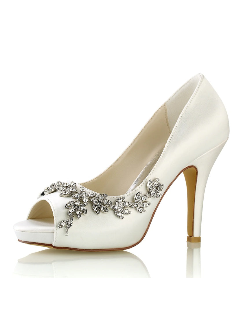 Women's Wedding Shoes Rhinestone High Heel Open Toe Bridal Shoes - Image 10