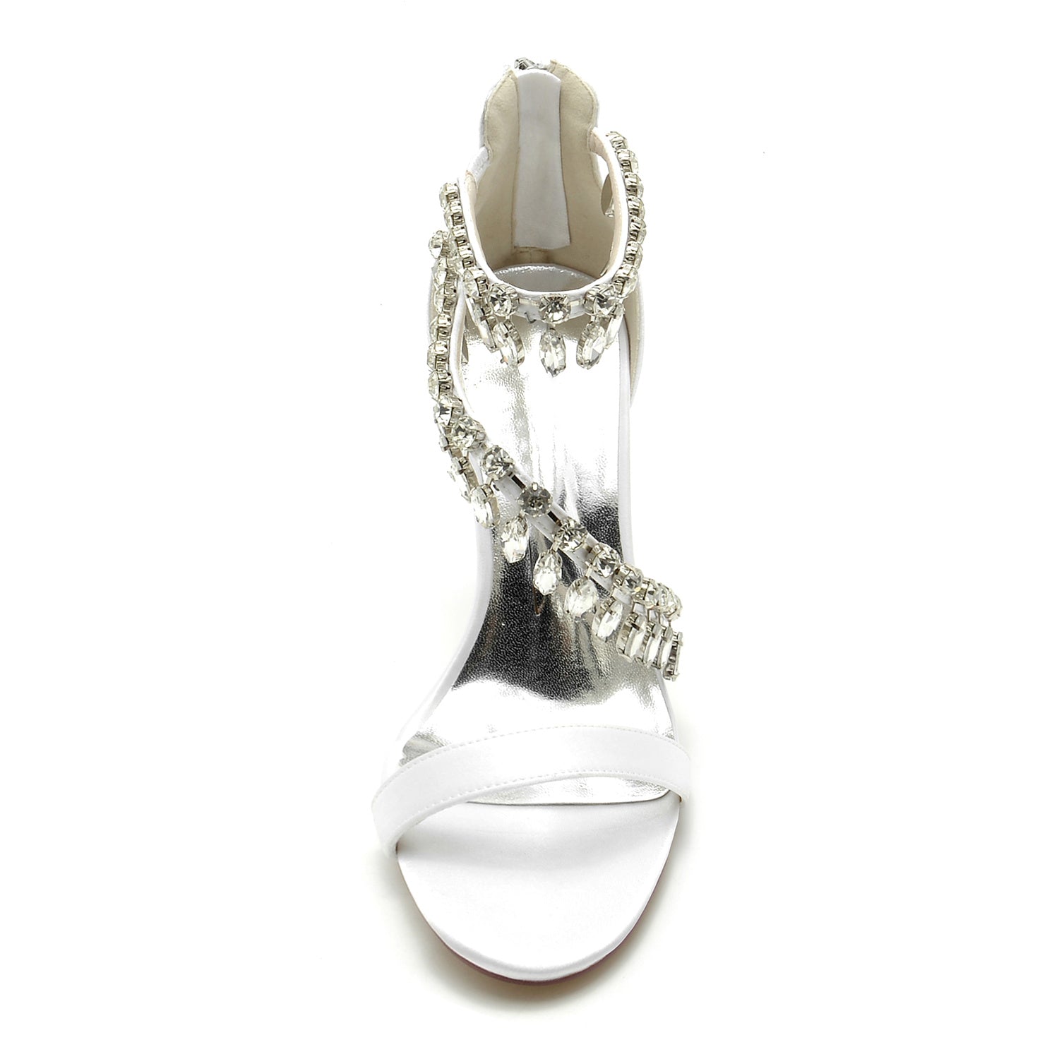 Women's Wedding Shoes Spiral Rhinestone High Heel Open Toe Buckle Bridal Shoes - 이미지 3