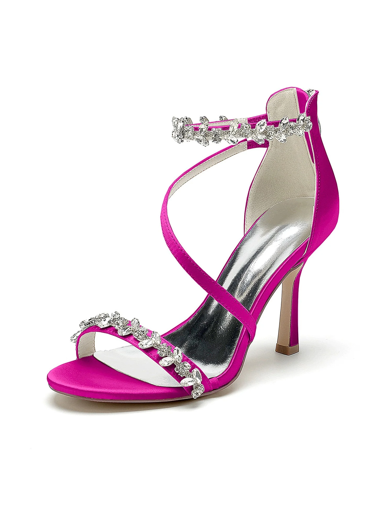 Women's Wedding Shoes Rhinestone High Heel Open Toe Bridal Shoes - Image 14