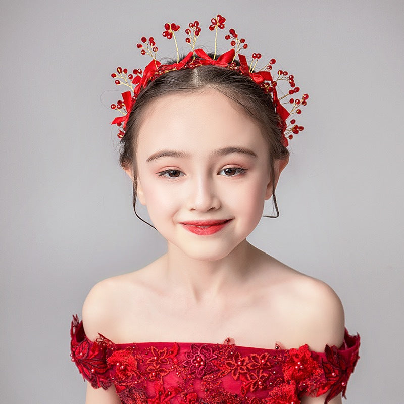 Elegant Red Bow Crystal Princess Headpiece Accessories - 이미지 4