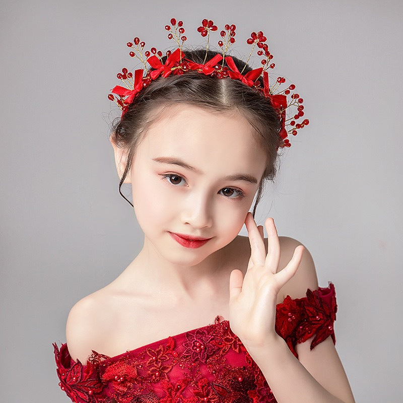 Elegant Red Bow Crystal Princess Headpiece Accessories - 이미지 5