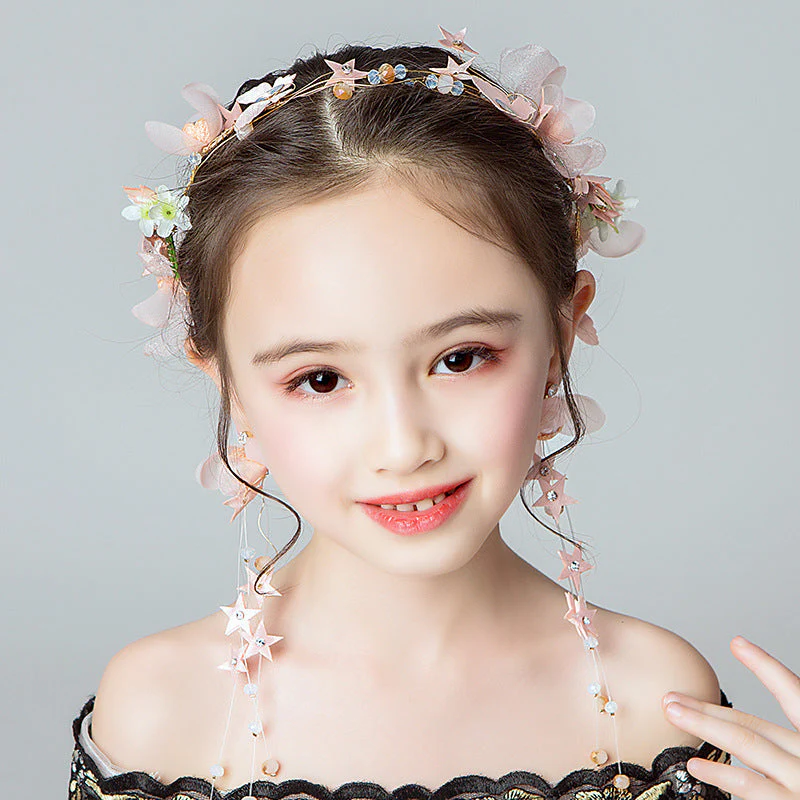 Pretty Pink Butterfly Flower Headpiece Accessories with Crystal - 画像 (3)