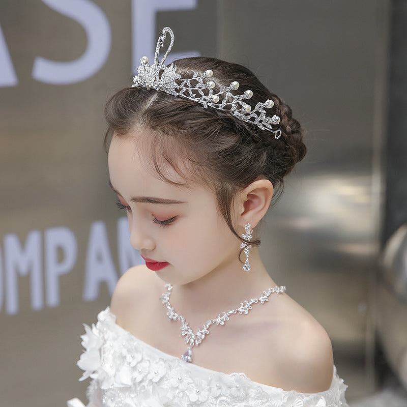 Pretty Elegant Silver Crystal Swan Princess Crown Headpiece Accessories - Image 2