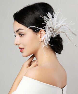 White Vintage Classical Feather Wedding Elegant Hat Fascinators/Headpiece with Crystal
