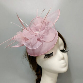 Pearl Pink Net Veil Wedding Ladies Day Hat Floral Retro Fascinators/Headpiece