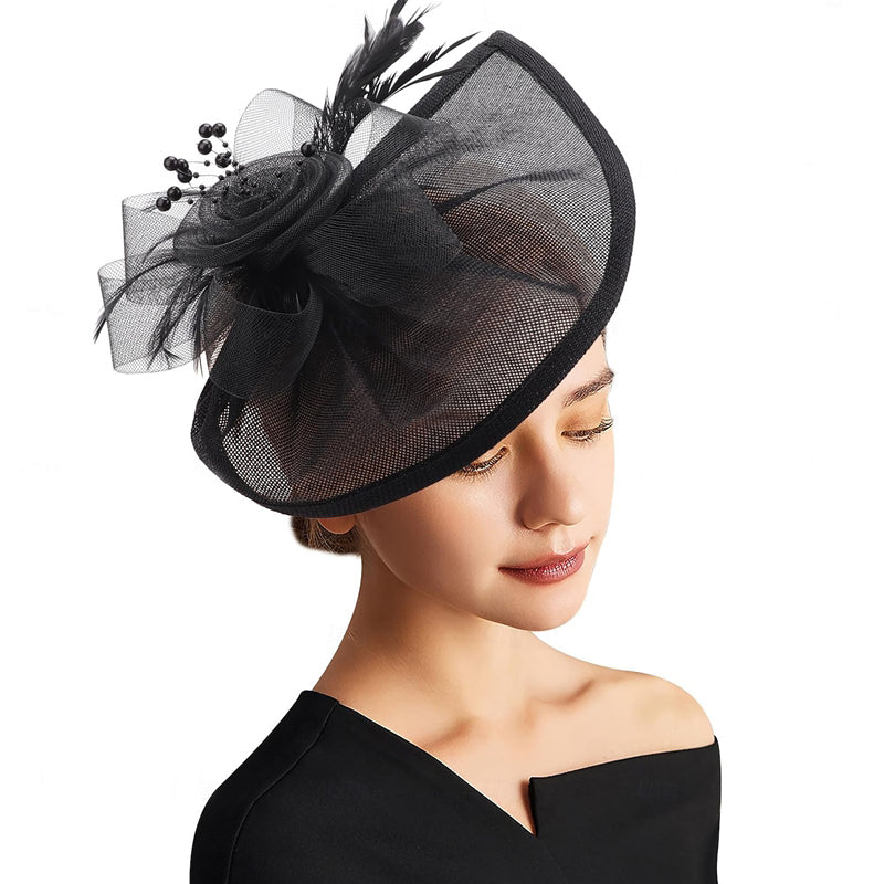 Women's Retro Tulle Veil Fascinator Floral Hat/Headpiece For Party - 画像 (13)