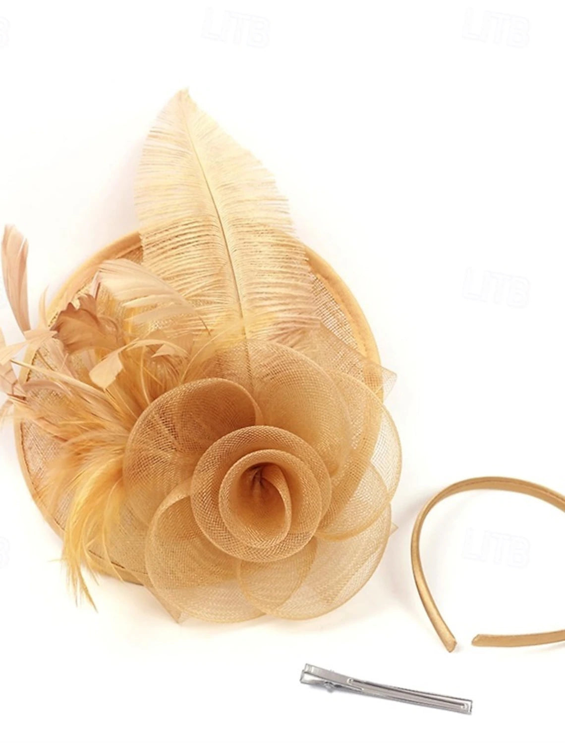 Women's Wedding Party Church Daily Feather Flower Headband Clip/Fascinator - Image 2