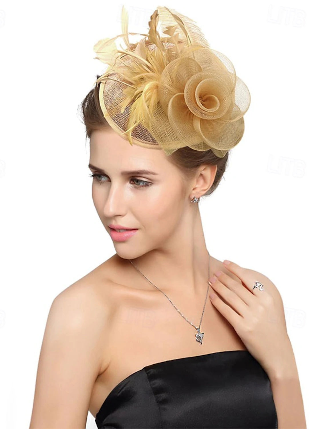 Women's Wedding Party Church Daily Feather Flower Headband Clip/Fascinator - Image 3