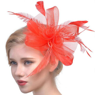 Organza Fedora Hat Ladies Day Feather Cocktail Headpiece/Veil Hat With Bow