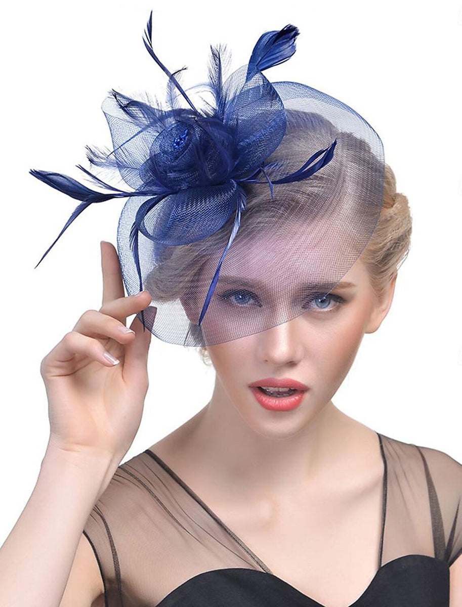 Women's Organza Fedora Hat Tea Party Horse Race Pure Color Headpiece/Veil Hat With Feather - Image 8