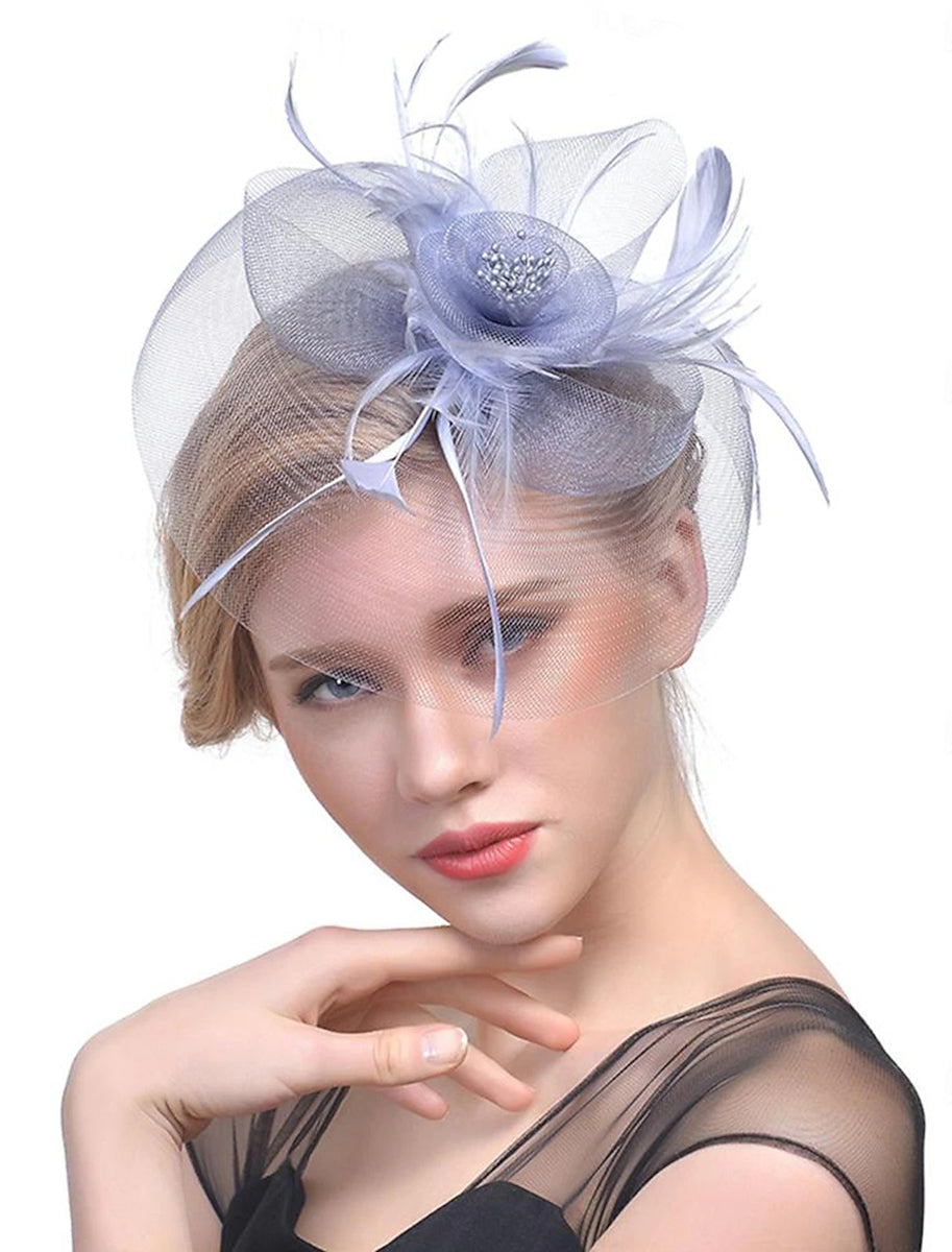 Women's Organza Fedora Hat Tea Party Horse Race Pure Color Headpiece/Veil Hat With Feather - Image 10
