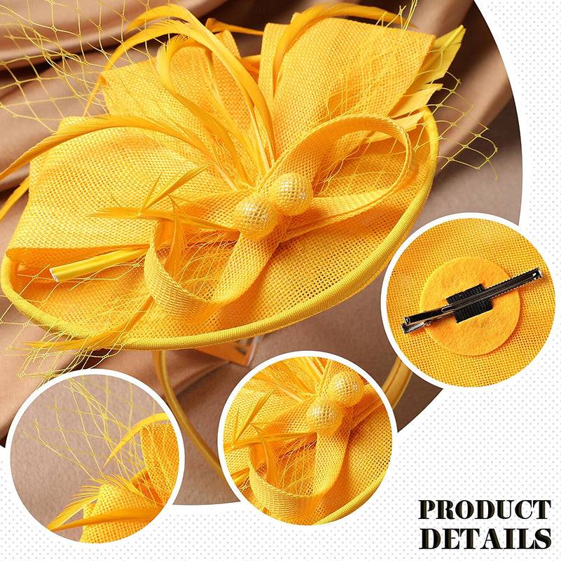 White Delicate Tea Party Kentucky Derby Floral Feather Headpiece/Headwear - 画像 (5)