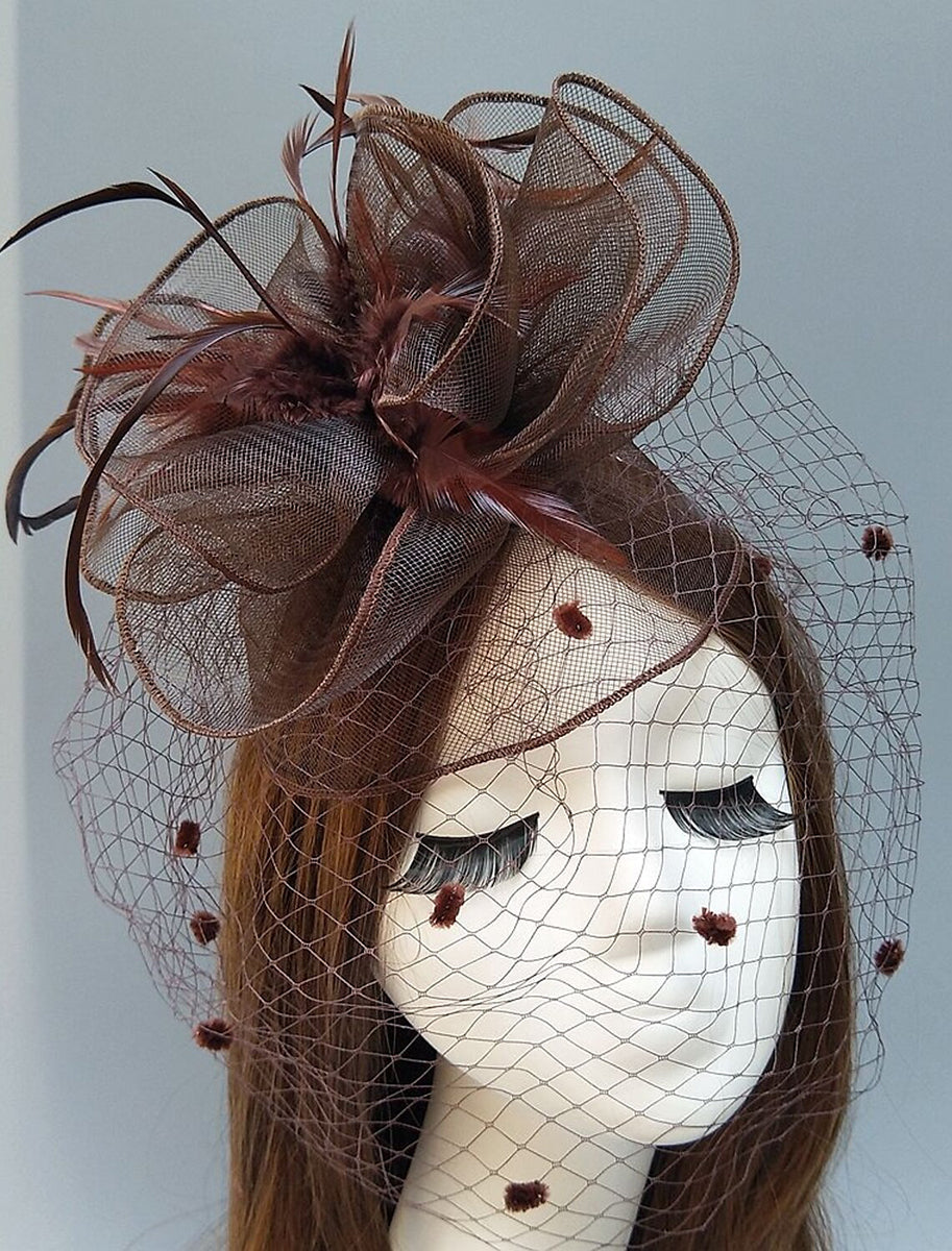 Women's Vintage Kentucky Derby Hat Flower Feather Wedding Headpiece/Headwear - Image 10