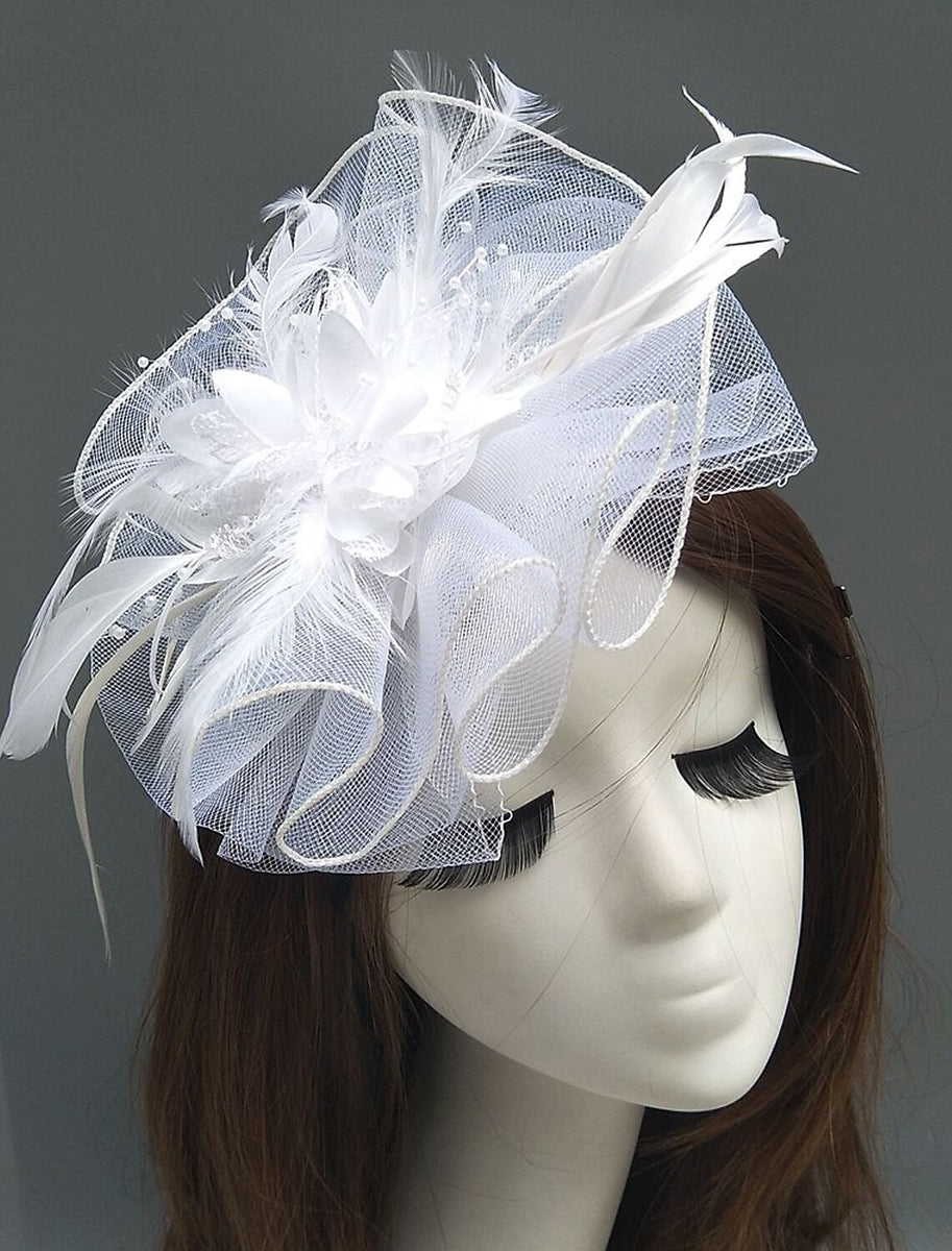 Women's Net Ladies Day Horse Race Flower Wedding Headpiece/Headwear With Feather - Image 11