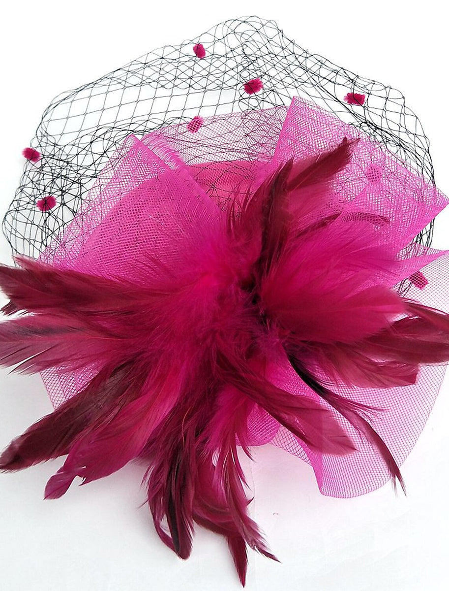 Black Feather Wedding Horse Race Ladies Day Net Headpiece/Headwear - Image 5