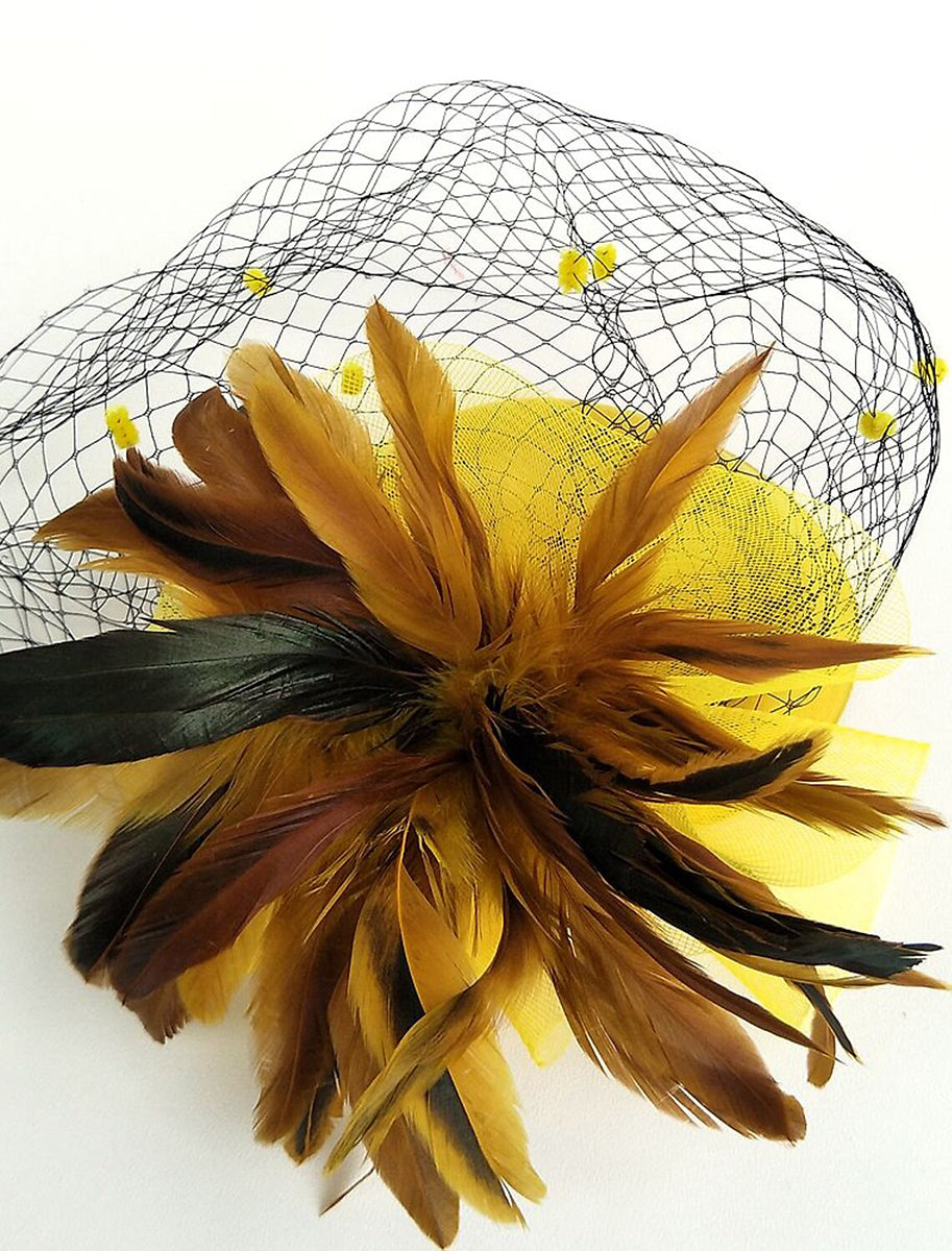 Black Feather Wedding Horse Race Ladies Day Net Headpiece/Headwear - Image 7