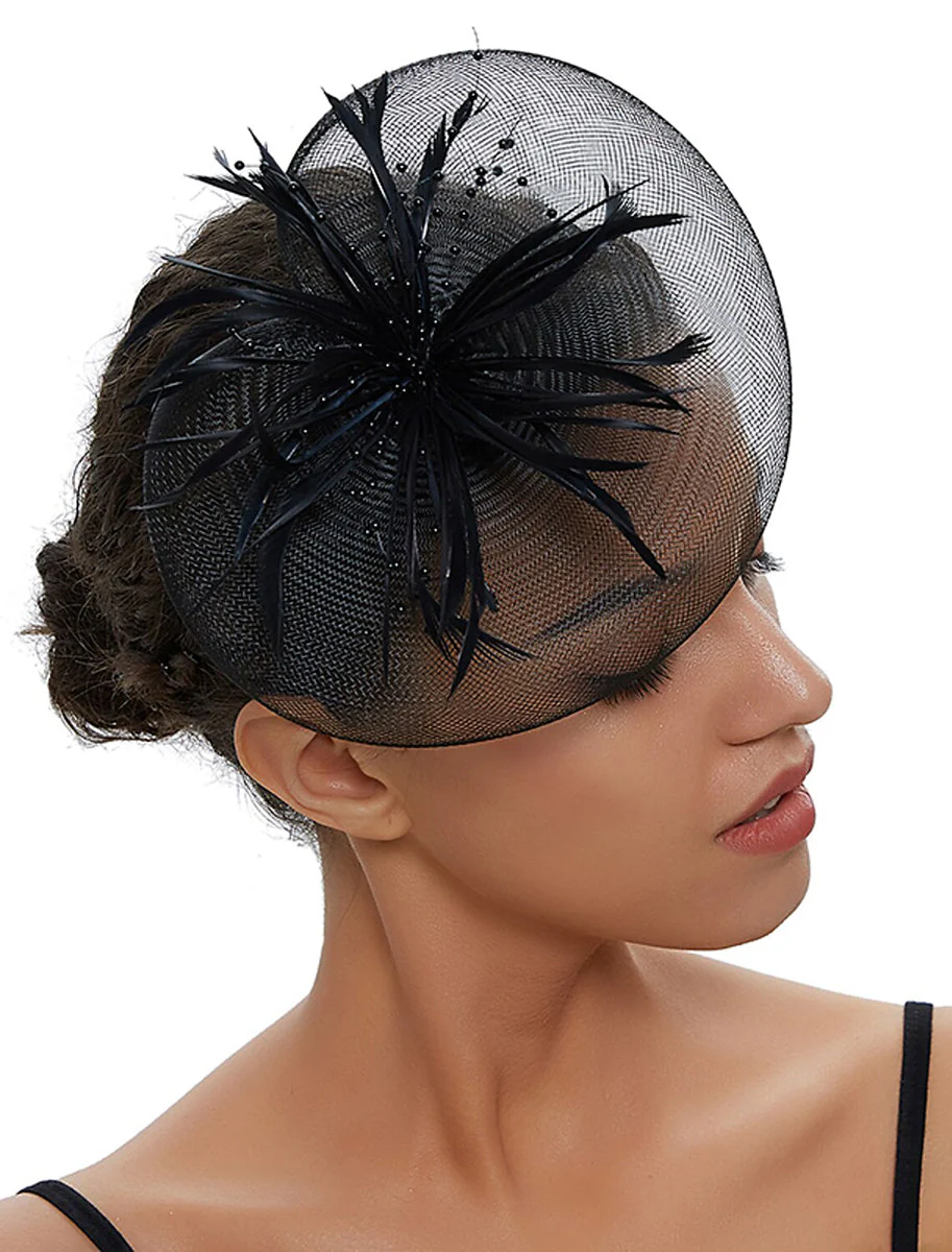 Fuchsia Cute Ladies Day Wedding Party Cocktail Feather Kentucky Derby Hat/Fascinator - 画像 (3)