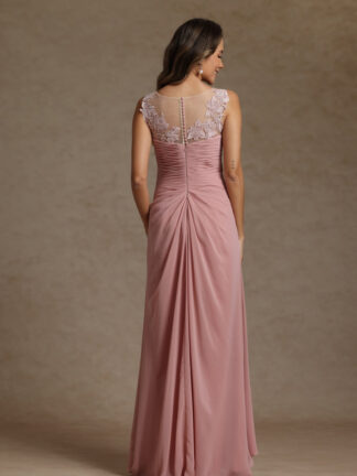 A-Line/Princess Crew Neck Sleeveless Chiffon Mother of the Bride Dresses with Applique