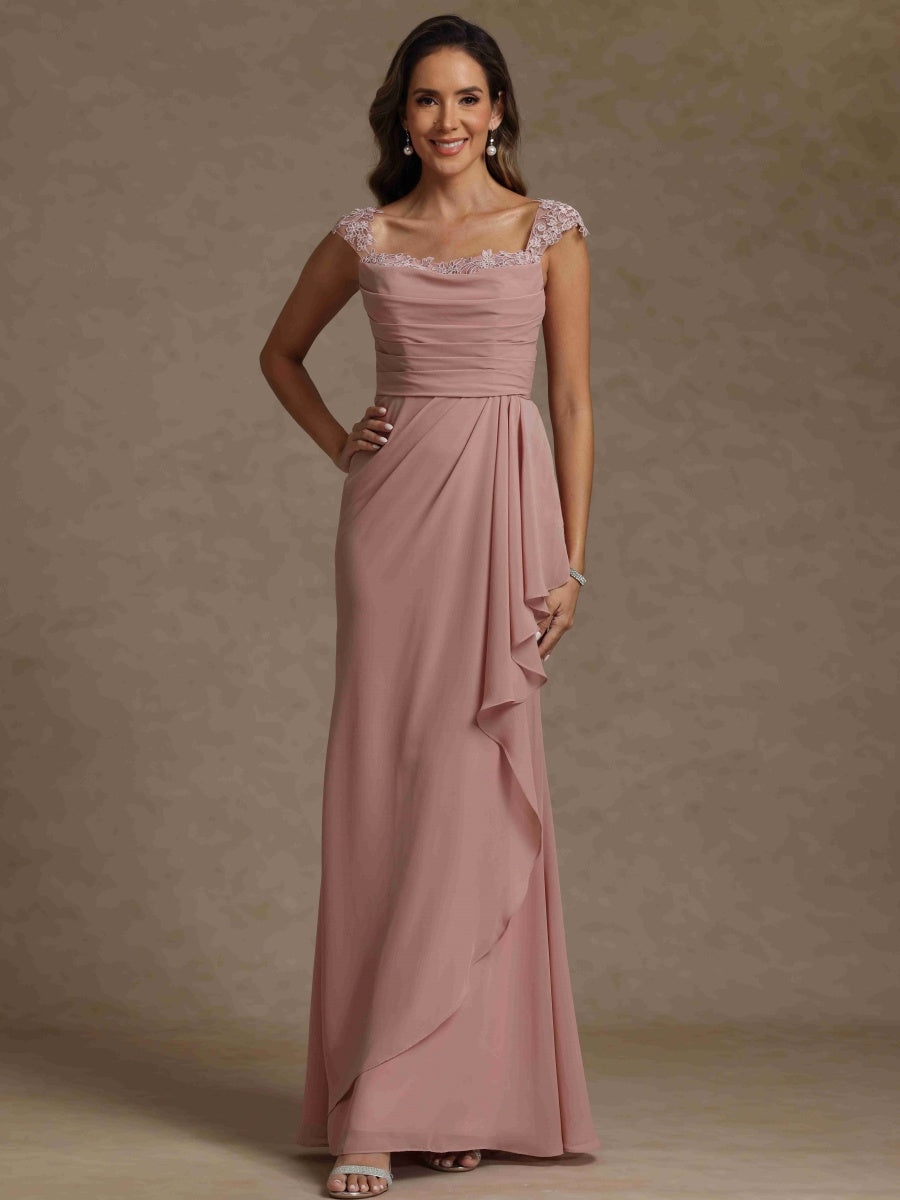 Sheath/Column Square Neck Sleeveless Mother of the Bride Dresses with Appliques