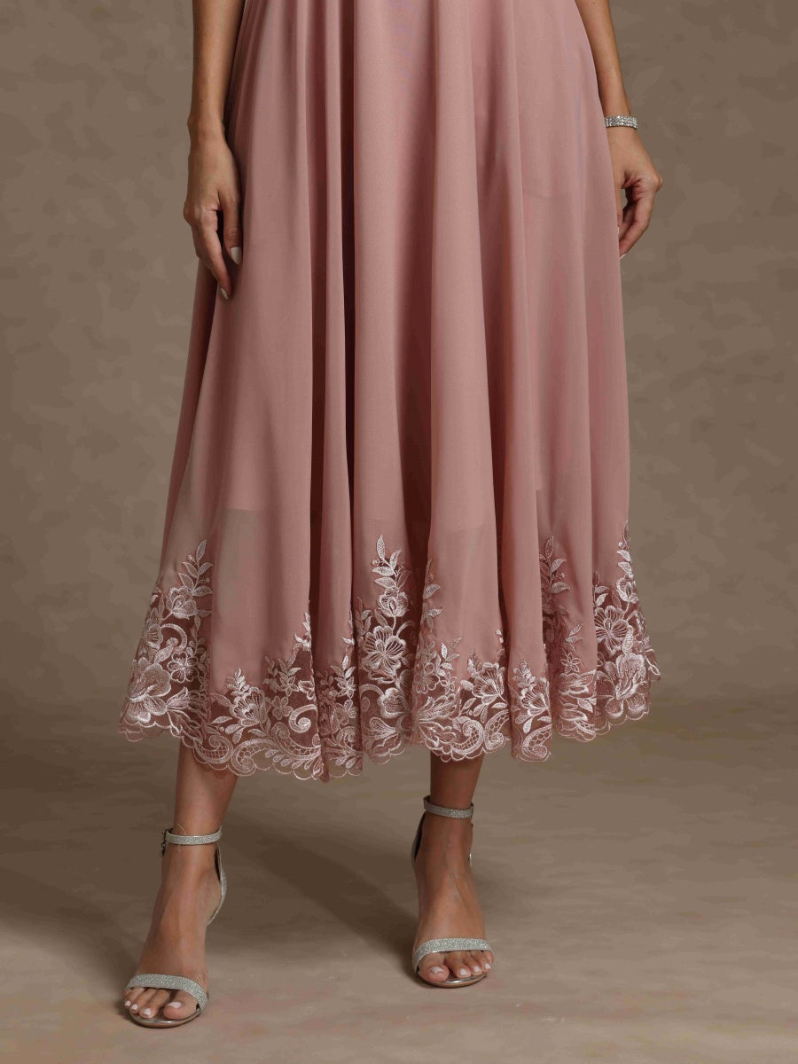 A-Line/Princess V Neck Short Sleeves Mother of the Bride Dresses With Beading & Lace - 이미지 7