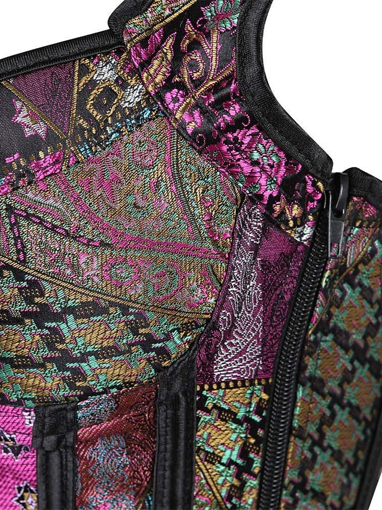 Women‘s Sexy Zipper Tummy Control Flower Push Up Overbust Corsets for Wedding Party Birthday - Image 2