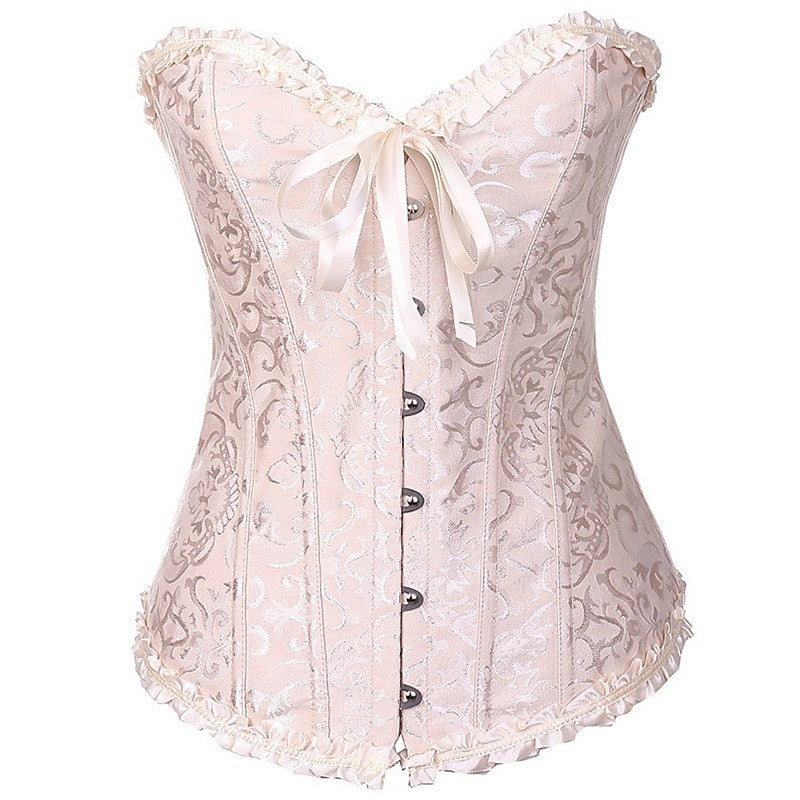 Women‘s Tummy Control Overbust  Jacquard Abstract Flower Hook & Eye Corsets for Wedding Party Birthday - Image 11