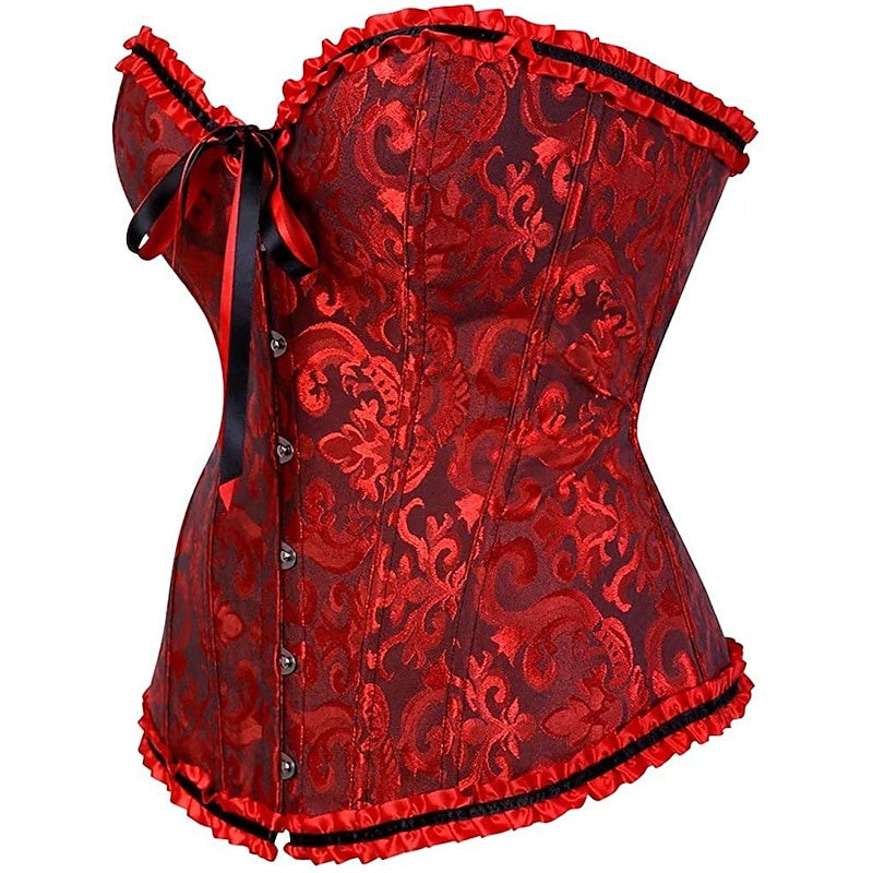 Women‘s Tummy Control Overbust  Jacquard Abstract Flower Hook & Eye Corsets for Wedding Party Birthday - Image 9