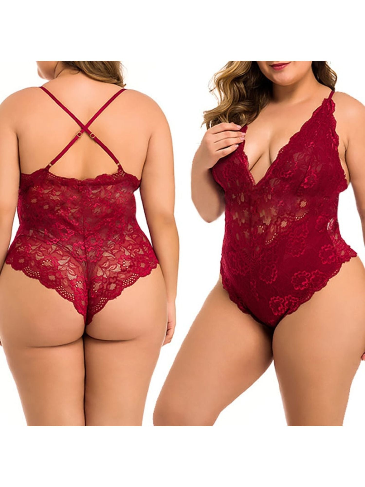 Women's Wedding Party Sexy V-Neck Sleeveless Lace Shapewear - 画像 (3)