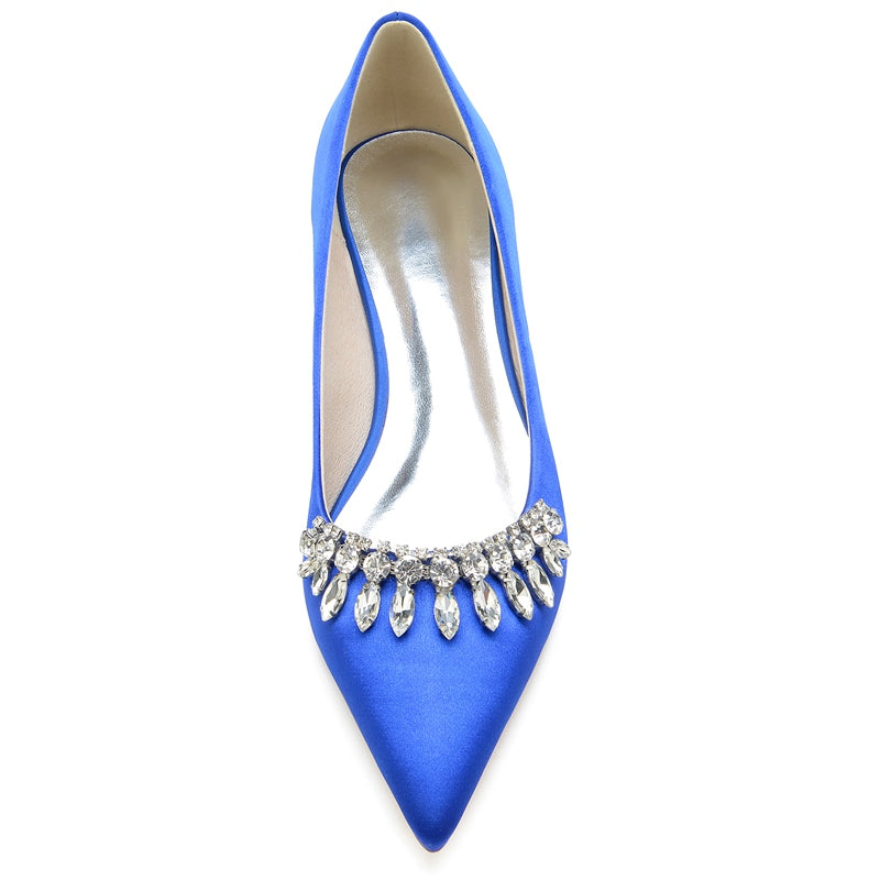 Women's Wedding Shoes Closed Toe Low Heel Elegant Rhinestone Bridal Shoes - 이미지 4