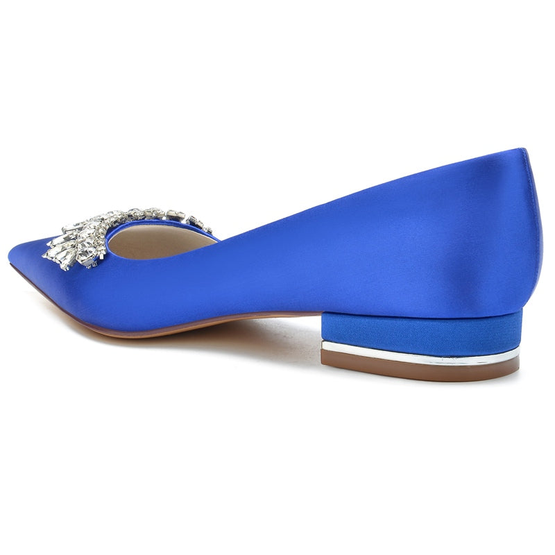 Women's Wedding Shoes Closed Toe Low Heel Elegant Rhinestone Bridal Shoes - 이미지 5