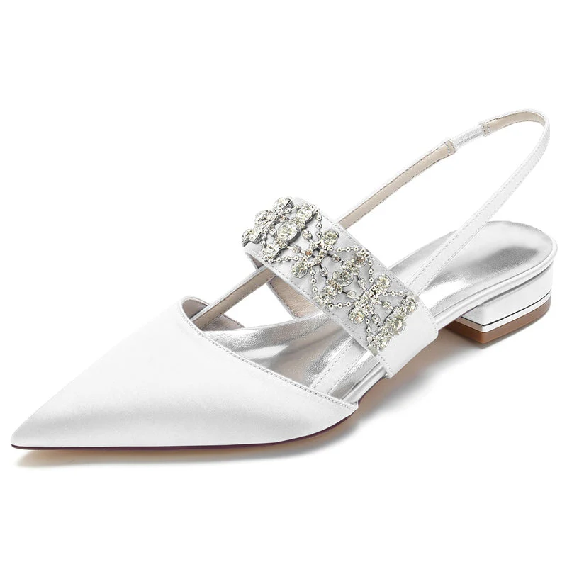 Women's Wedding Shoes Delicate Crystal-encrusted Pointed Toe Buckle Bridal Shoes - Image 8