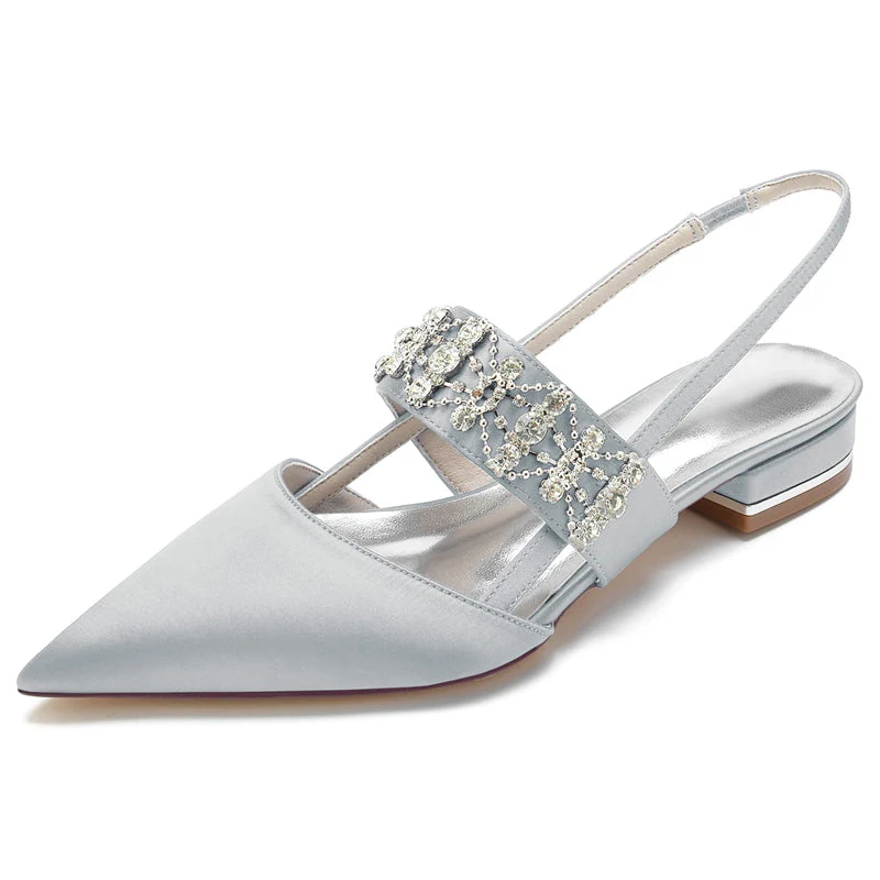 Women's Wedding Shoes Delicate Crystal-encrusted Pointed Toe Buckle Bridal Shoes - Image 12