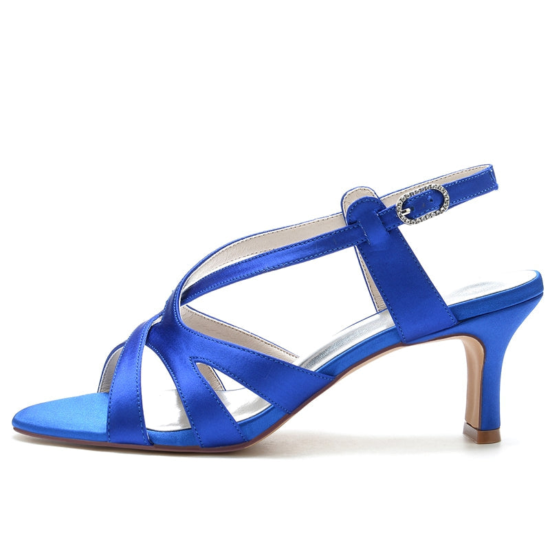 Women's Wedding Shoes Open Toe Crossed Straps Buckle Elegant Bridal Shoes - Image 2