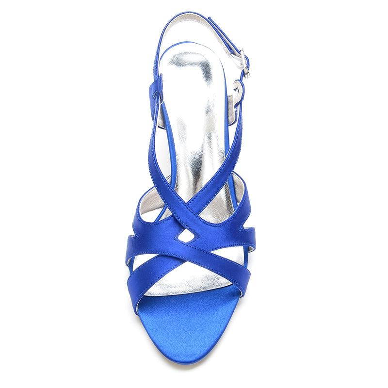 Women's Wedding Shoes Open Toe Crossed Straps Buckle Elegant Bridal Shoes - Image 3