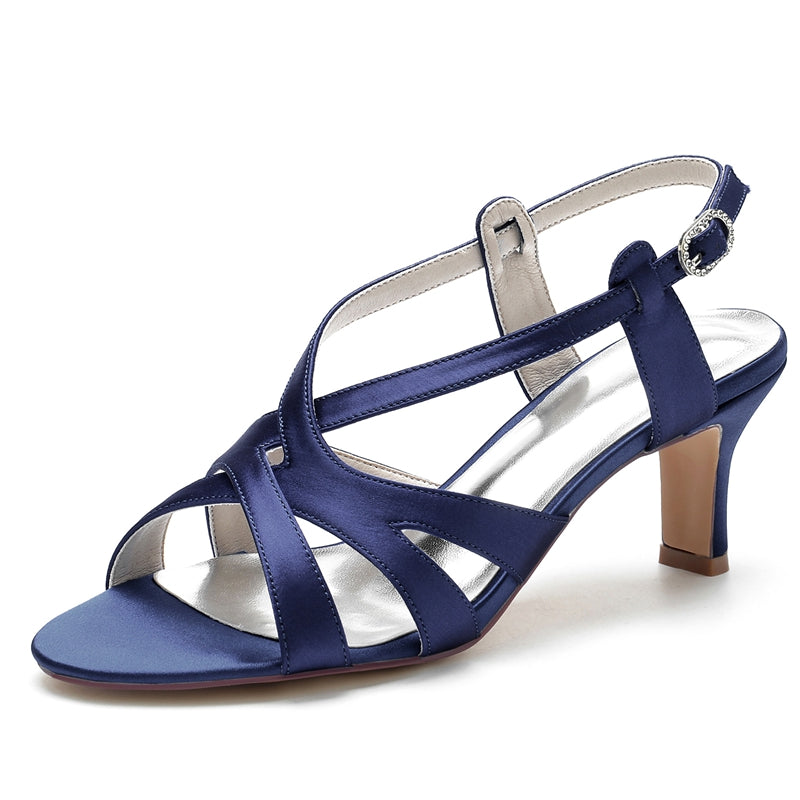 Women's Wedding Shoes Open Toe Crossed Straps Buckle Elegant Bridal Shoes - Image 5