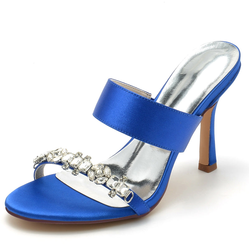 Women's Wedding Shoes Opened Toe Stiletto Heel Slip-On Bridal Shoes with Rhinestone - 이미지 3