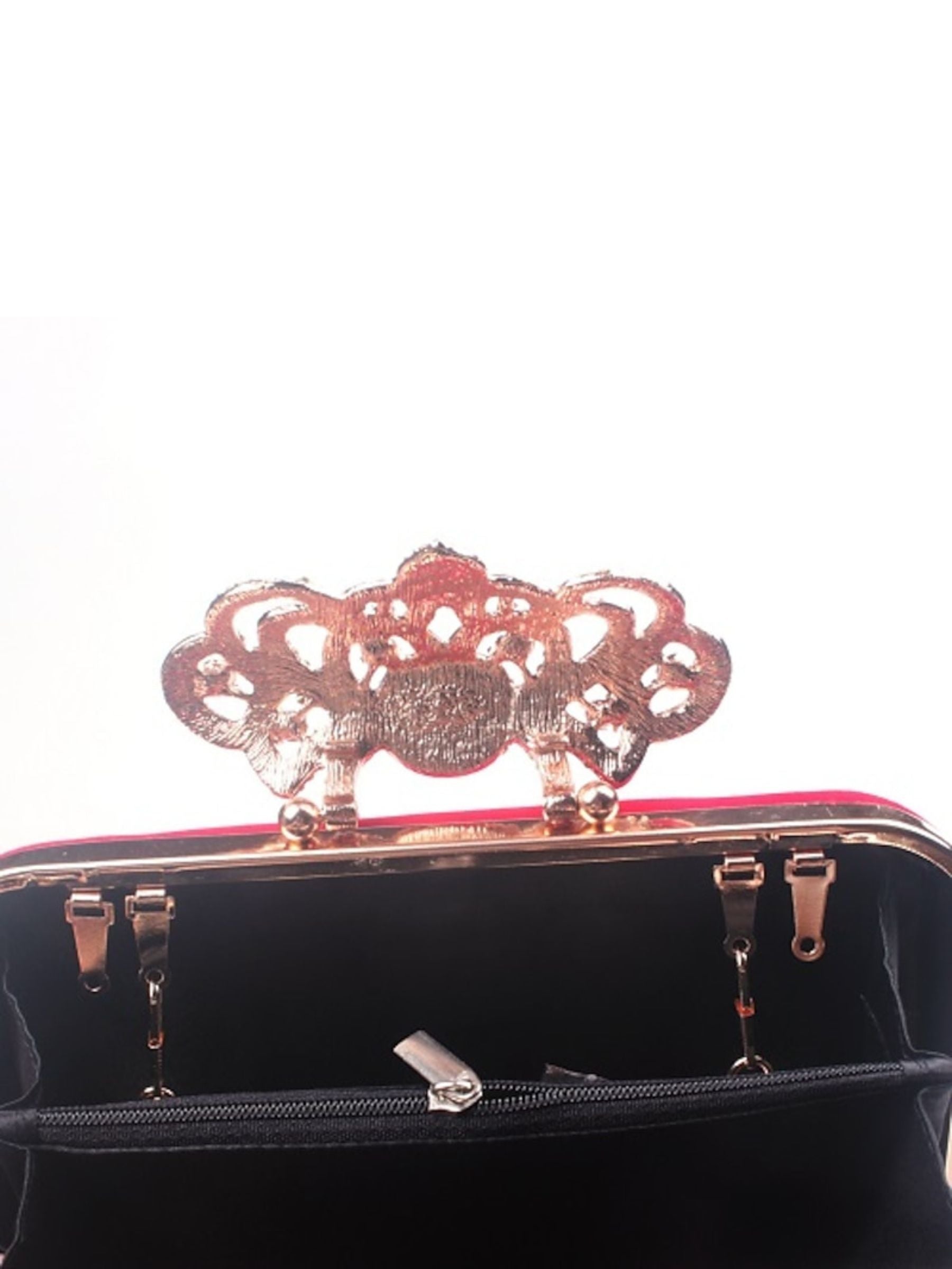 Wine Velvet Retro Elegant Rhinestone Clutch Bags - Image 2