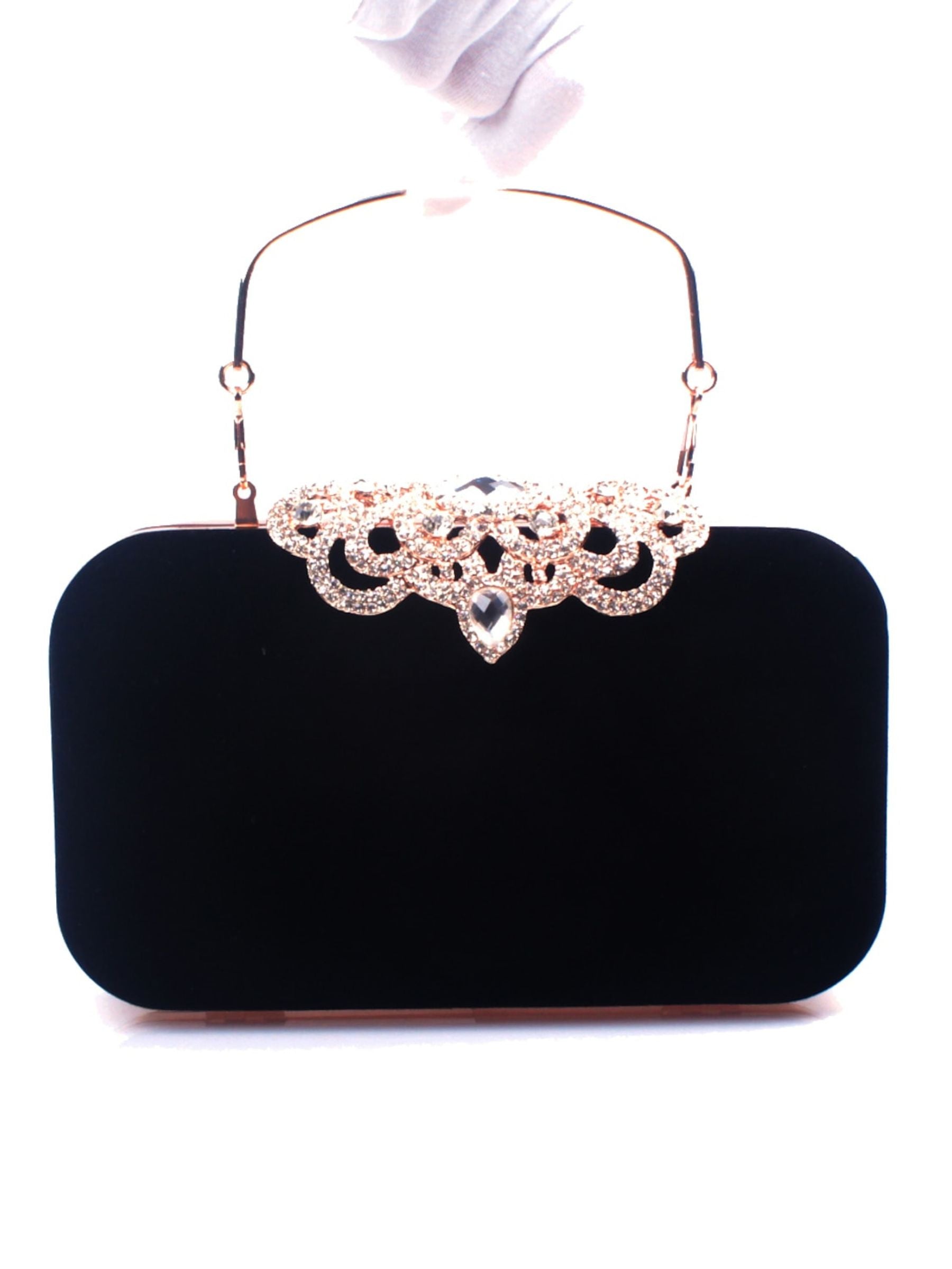 Wine Velvet Retro Elegant Rhinestone Clutch Bags - Image 5
