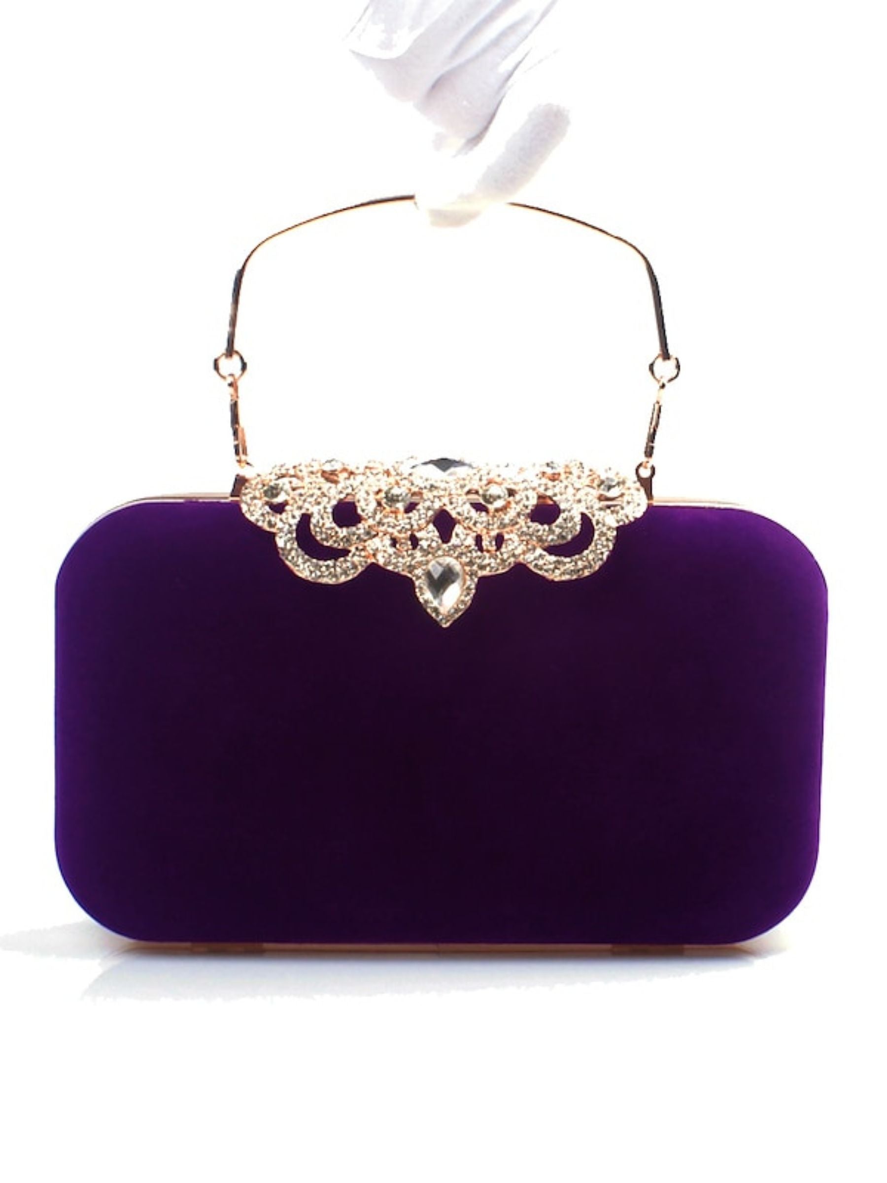 Wine Velvet Retro Elegant Rhinestone Clutch Bags - Image 14