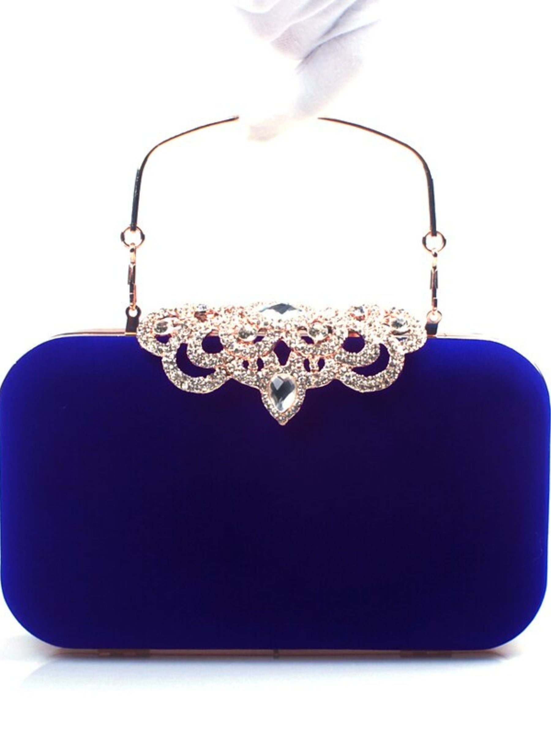 Wine Velvet Retro Elegant Rhinestone Clutch Bags - Image 15