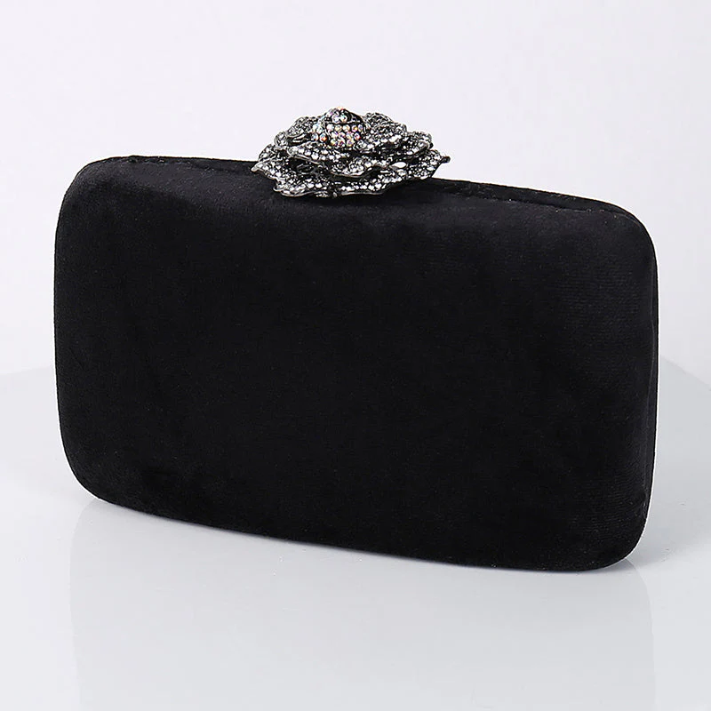 Yellow Luxurious Velvet Wedding Party Evening Clutch Bag with 3D Flower - Image 7
