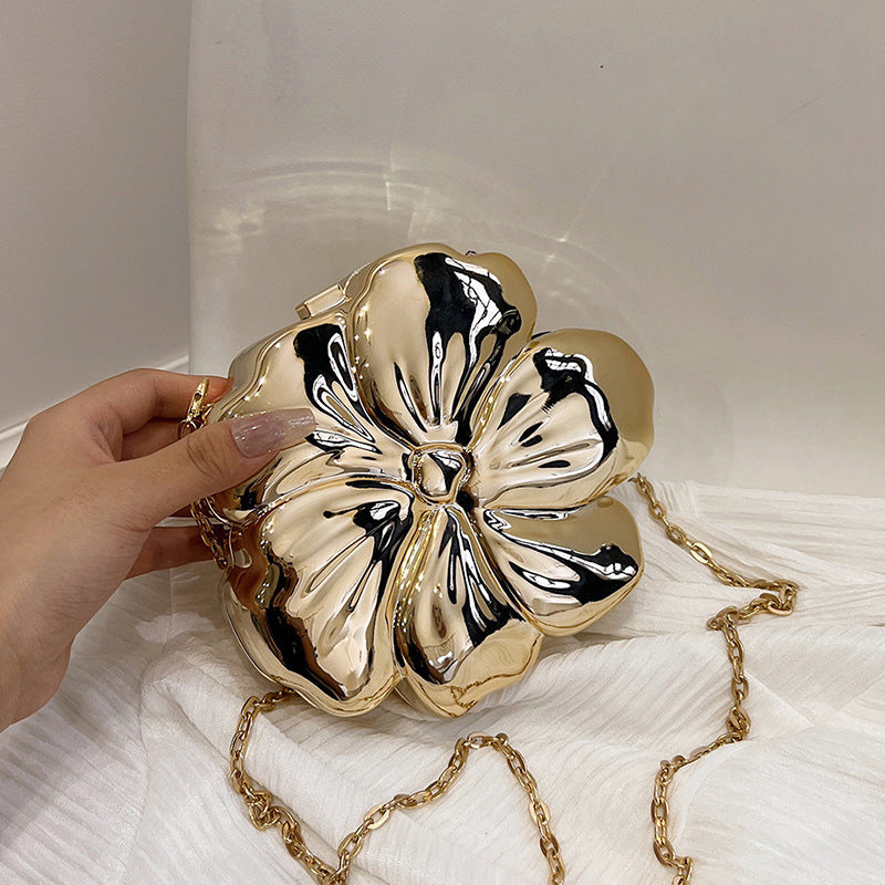 Gold PVC Acrylic Sweet Flower Daily Mini Wedding Party Clutch Bag